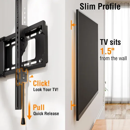 Miniatura 2 de ELIVED - Soporte de pared para televisores inclinable para la mayoría de televisores de 37" a 85" hasta 59.9 kg, soporte de montaje de TV de perfil
