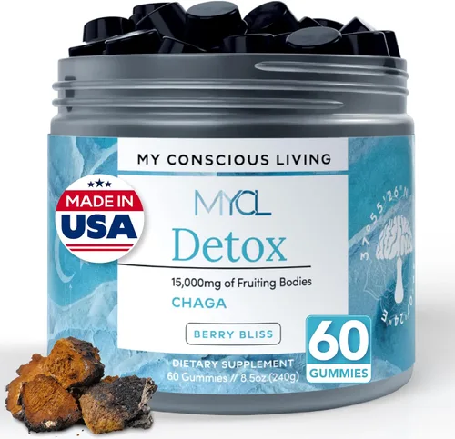 Gomitas de hongos Chaga Detox - Suplemento de apoyo inmunológico antioxidante y hongos - 250 mg de cuerpos fructíferos - Suplementos de claridad