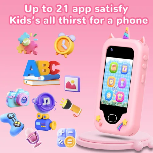 Miniatura 6 de Lapare - Teléfono inteligente para niñas, regalos de Navidad y cumpleaños para niñas de 3 a 10 años, juguetes para niños, teléfono celular de rosa01