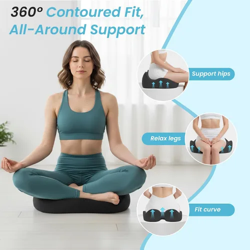 Miniatura 6 de Cojín de asiento, cojines ergonómicos para silla para alivio del dolor de coxis y huesos sentados, apoyo de ciática y espalda, almohada de espuma