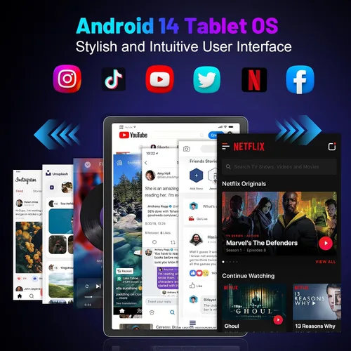 Miniatura 7 de Tablet Android 14 de 11 pulgadas, 18 GB de RAM 128 GB ROM 1 TB Expand, CPU Octa-Core 2.0GHz, WiFi 5G, pantalla 2K, cámara de 13MP+5MP+5MP, batería