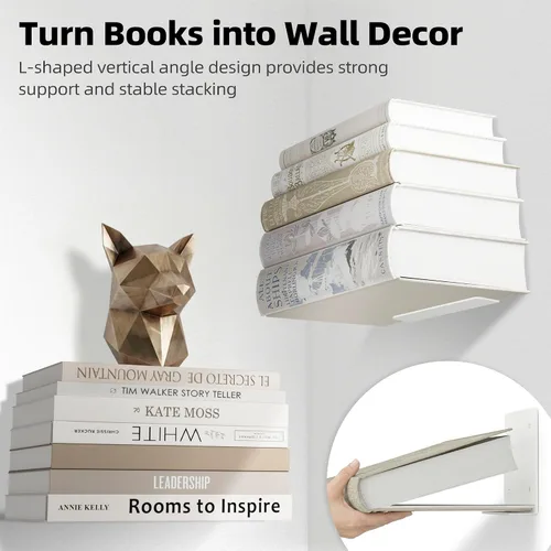 Miniatura 7 de STORAGE MANIAC Estantes flotantes para colgar en la pared, estantes flotantes invisibles de acero resistente, estantes colgantes para dormitorio