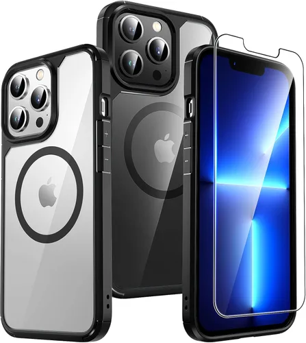 Miniatura 23 de TAURI Funda magnética 2 en 1 transparente para iPhone 14 Pro, compatible con Magsafe [no amarillenta] con protector de pantalla, protección de grado