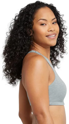 Miniatura 3 de Hanes Bralette de espalda cruzada para mujer, parte superior de algodón con espalda en T, paquete de 3