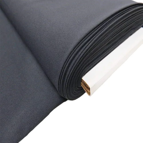 Miniatura 2 de Tejido de popelina de poliéster texturizado, 58 pulgadas de ancho, más de 100 yardas en existencia, 100% poliéster texturizado, gris claro