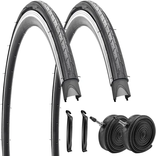 Paquete de 1 o 2 neumáticos para bicicleta de carretera 700X23C/25C/28C/35C con o sin 2 tubos internos, válvula Presta y 2 palancas para neumáticos