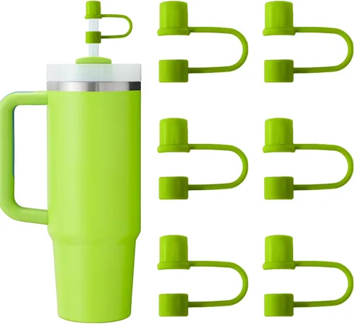 Miniatura 30 de 6 piezas de cubiertas de pajita de silicona con tapa compatible con vaso Stanley de 30-40 oz con mango, tapa de 10 mm, cubiertas de pajita a prueba