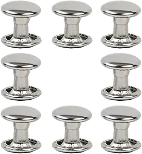 Miniatura 15 de 300 juegos de remaches de cuero, remaches de doble tapa, tubulares, metálicos, para reparaciones y decoración, accesorios para manualidades de Negro