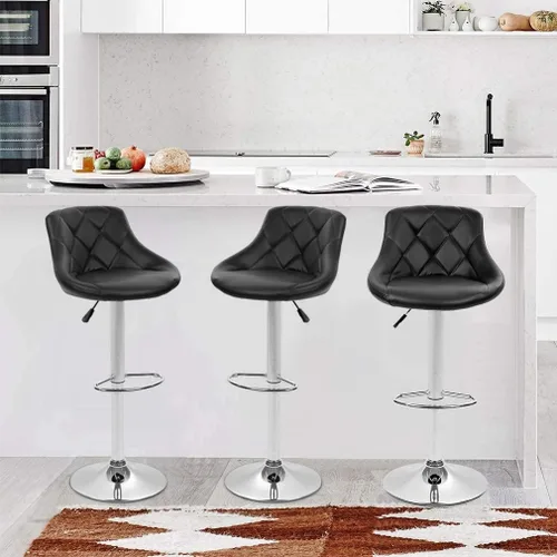 Miniatura 2 de TTY Store Juego de 2 taburetes de bar de piel sintética, modernos taburetes de bar giratorios de altura ajustable, sillas de bar con respaldo