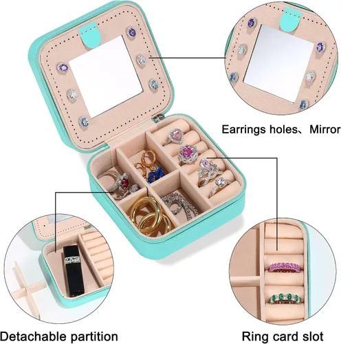 Miniatura 2 de Yesteel Regalos para mujeres y ella, organizador de joyas de viaje, pequeño estuche de viaje, mini joyero, organizador de viaje, anillo collar
