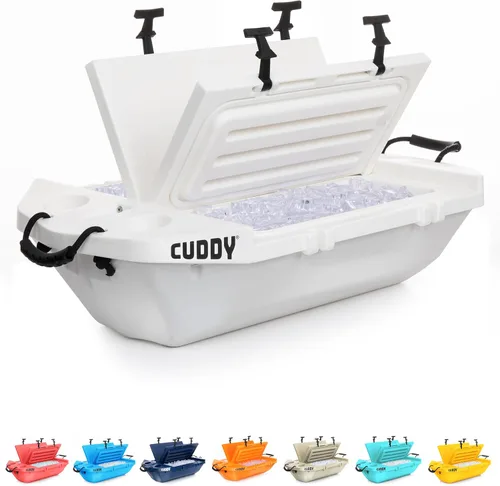 CUDDY - Enfriador flotante y recipiente de almacenamiento en seco para tierra y agua, 40 cuartos de galón, ideal para río, playa, kayak, piscina y