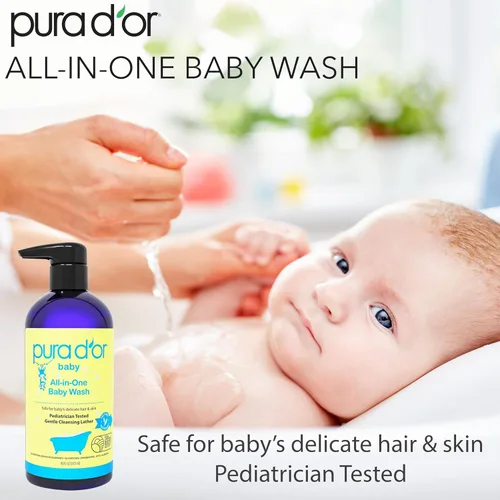 Miniatura 4 de PURA D'OR Jabón y champú calmante todo en uno de 16 onzas para el cabello y todo el cuerpo, sin desgarros, sin sulfatos, aloe vera natural, fórmula