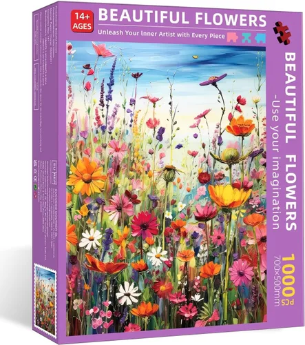 Miniatura 7 de Rompecabezas para adultos de 1000 piezas, flores de 1000 piezas para adultos, rompecabezas de 1000 piezas con letras en la parte posterior