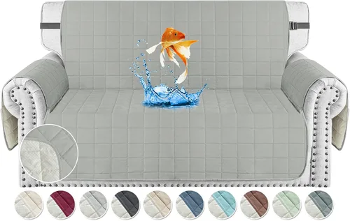 Miniatura 17 de MAXIJIN Fundas impermeables para sofá de 3 cojines, aptas para mascotas, fundas acolchadas para sofá de 69 pulgadas, lavables, protector de sofá