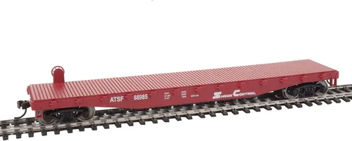 Miniatura 2 de Walthers Trainline Flatcar-Ready to Run-Atchison, Topeka & Santa Fe #88985 (rojo, blanco) 931-1605 HO Scale Model Railroad - Modelo de carga