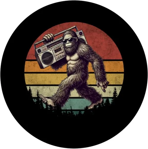 Miniatura 3 de Funny Retro Bigfoot Boombox 80s Hip Hop Sasquatch Vintage PopSockets Adhesive PopGrip