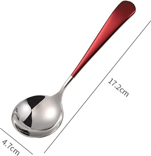 Miniatura 8 de Cucharas de sopa de acero inoxidable, cucharas de sopa de cabeza redonda 18/10, cuchara coreana moderna de acero inoxidable 304 de mango corto