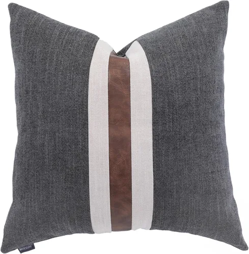 Miniatura 13 de Fundas de almohada decorativas de granja para exteriores para sofá, cama, funda de almohada de piel sintética marrón, funda de almohada de Beige