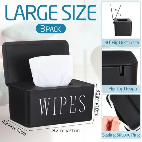 Miniatura 2 de 3 Pack Dispensador Portapapeles de Toallitas para Bebé Contenedor de Toallitas para Baño con Tapa Caja de Almacenamiento de Papel Higiénico