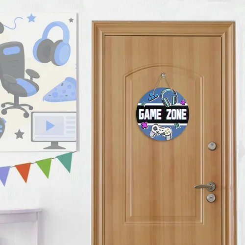 Miniatura 4 de Deroro Game Zone - Letrero para puerta delantera, controlador de videojuegos, colgador de puerta de madera, decoración de dormitorio de niños, Zona