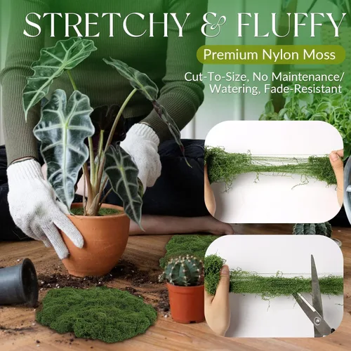 Miniatura 5 de Musgo artificial artificial de 5.3 onzas para manualidades, musgo decorativo preservado para plantas, jardín de hadas, bricolaje, paredes Verde