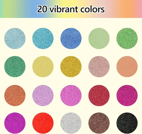 Miniatura 3 de Simetufy Papel de cartulina con purpurina, 60 hojas de 20 colores, cartulina A4 con purpurina para proyectos de bricolaje, papel brillante de alta