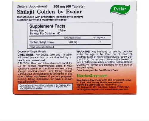 Miniatura 2 de Shilajit Golden Siberian Altai 60 Tabs