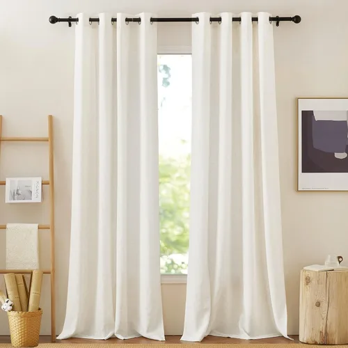 Miniatura 130 de NICETOWN Cortinas de lino traslúcidas con textura de lino de 84 pulgadas de largo, con ojales semitraslúcidos, tratamientos de ventana, privacidad