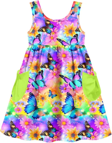 Miniatura 26 de Vieille Vestido sin mangas para niñas pequeñas, lindo vestido de verano con bolsillo, 2-7 años