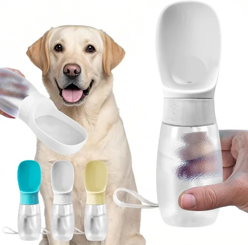 Miniatura 9 de Kalimdor Botella de agua para perros, dispensador de agua portátil de 12 onzas a prueba de fugas para cachorros con alimentador para mascotas
