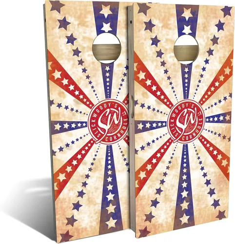 Slick Woody's Tablas de Cornhole de grado profesional – Juego patriótico de lanzamiento de madera maciza de grano de madera maciza de 4 x 2 pies con