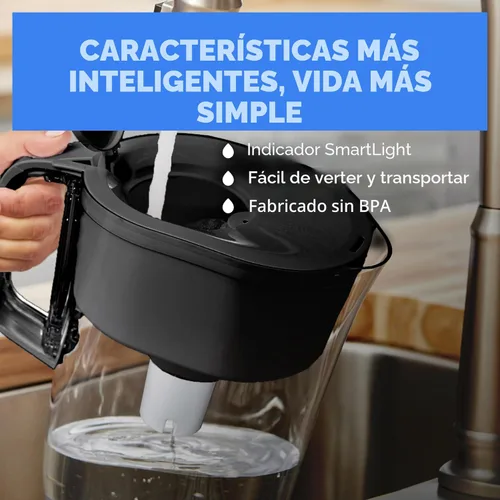 Miniatura 4 de Brita Metro - Jarra de filtro de agua con indicador de cambio SmartLight, sin BPA, reemplaza 1,800 botellas de agua de plástico al año, dura dos