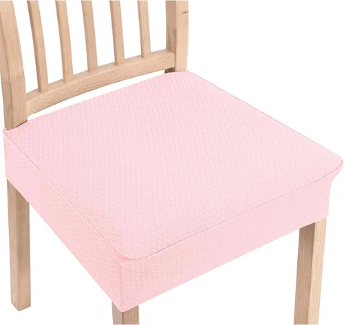 Miniatura 13 de Smiry Juego de 4 fundas de asiento elásticas de jacquard para sillas de comedor, extraíbles y lavables, sin fundas traseras, color gris pardo