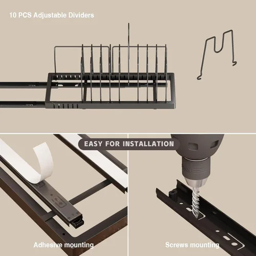 Miniatura 7 de Magheo Organizador de ollas y sartenes debajo del gabinete, organizador de tapa extraíble extensible de 22 pulgadas de profundidad y almacenamiento