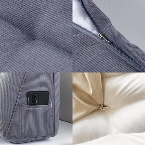 Miniatura 5 de Almohada de Cuña Triangular King para Brecha de Cabecero, Almohadas de Lectura Triangulares para Sentarse en la Cama, Almohada de Cuña para Cabecero