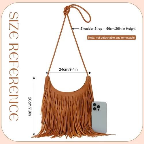 Miniatura 2 de Bolso bohemio con flecos, estilo occidental, bolso cruzado de piel de gamuza