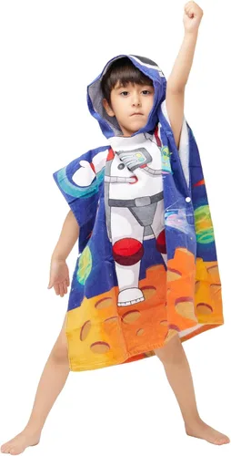 Miniatura 3 de Toalla con capucha 100% algodón para niños de 2 a 6 años, niños y niñas, toalla de baño, piscina, playa, suave, absorbente, poncho de playa, pequeño