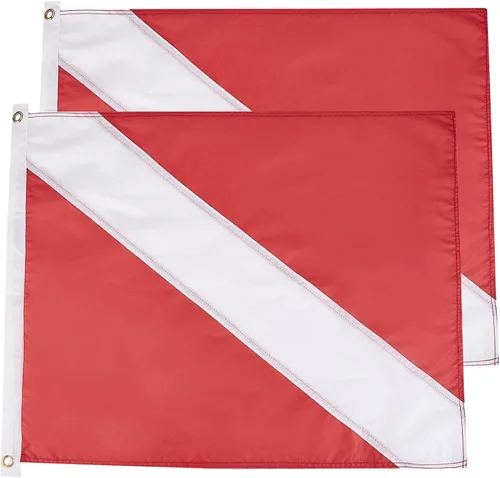Miniatura 8 de Paquete de 2 banderas de buceo de 20 x 24 pulgadas con poste de refuerzo extraíble para buceo, pesca submarina apnea, uso con flotador, boya, barco
