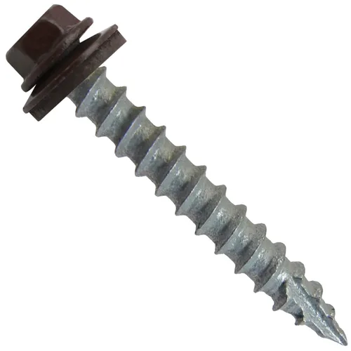Miniatura 17 de Tornillos de metal para techos n.º 14 x 1-1/2 pulgadas, cabeza hexagonal de arandela de piel de buque Tornillo de techo de chapa metálica. Buckskin