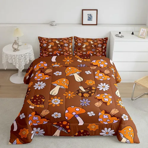 Miniatura 14 de Lindo juego de edredón de flores para niños y mujeres. Juego de ropa de cama de flores coloridas de dibujos animados, tamaño individual, bonito