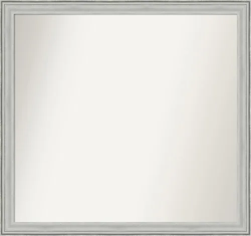 Miniatura 174 de Amanti Art Espejo de baño plateado para sobre fregadero, 25 x 25 pulgadas, espejo de tocador cuadrado estrecho de níquel cepillado, marco de madera
