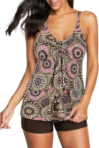 Miniatura 3 de American Trends Trajes de baño de dos piezas para mujer, tankini de talla grande, con control de abdomen