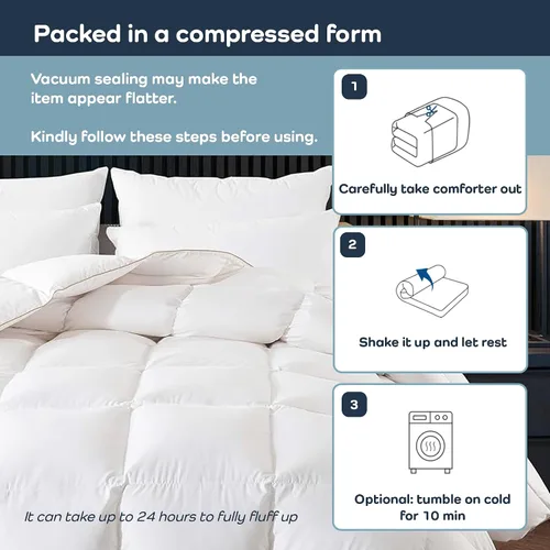 Miniatura 8 de Olive + Crate Cooling Down Alternative Comforter - Hypoallergenic King Size Duvet Insert Lightweight - All Seasons Plush Design Bamboo Comforter