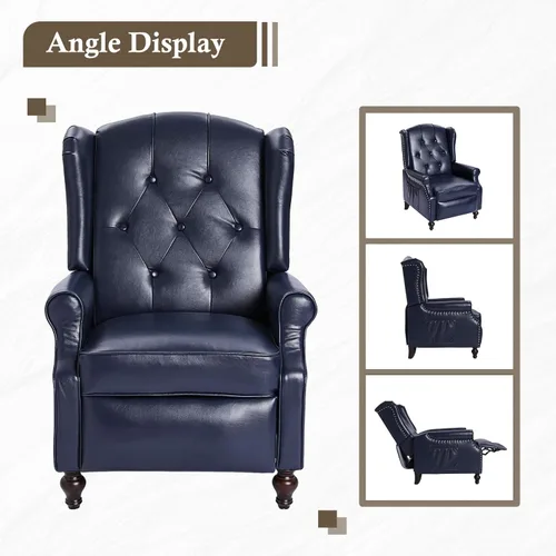 Miniatura 7 de Silla Reclinable Wingback con Masaje y Calor de Cuero PU Silla de Brazo con Mecanismo Push Back, Silla Reclinable para Sala de Estar Dormitorio Cine