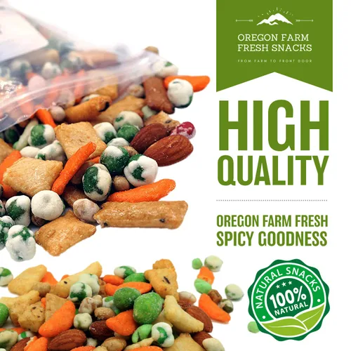 Miniatura 6 de Oregon Farm Fresh Snacks Mezcla de guisantes de Wasabi y galletas de arroz, aperitivos asiáticos de origen local y recién hechos con almendras