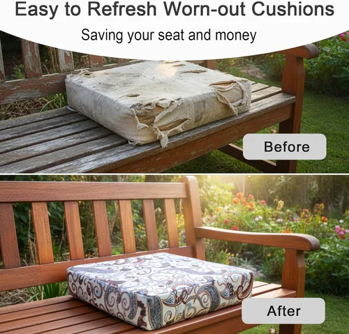 Miniatura 6 de NettyPro Fundas de Cojines de Asiento de Repuesto para Sillas de Patio, Resistentes al Agua con Protección UV, Fundas Deslizantes para Cojines
