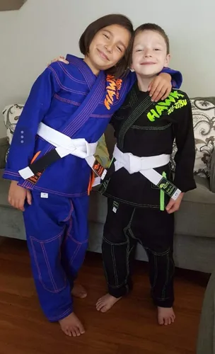 Miniatura 5 de Jiu Jitsu brasileño, para niños, Jiu Jitsu Gi Children BJJ Gi Grappling Kimonos, cinturón blanco ligero, Blanco