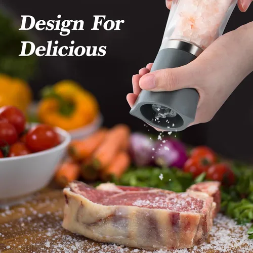 Miniatura 7 de Molinillo profesional de sal y pimienta, salero y pimienta recargable con molinillo de especias de cerámica para un grosor ajustable, fácil de usar