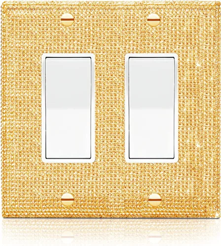Miniatura 9 de 4 piezas de placa de pared rosa plateado brillante cubierta decorativa interruptor de luz cubierta de interruptor de palanca única diamantes