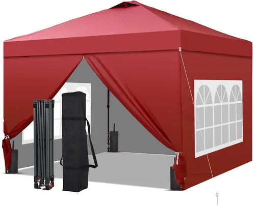 Miniatura 31 de GDY 10x10FT Pop-Up Canopy Tent — with 4-Side Walls & Vented Top, Portable Outdoor Event Tent for Garden, Poolside, Parks, Parties,Camping, White.